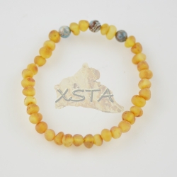 Baltic amber bracelet with jasper beads Baltic amber bracelet with jasper beads